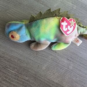 Ty Vibrant Izzy Chameleon Plush with Blue and Green Hues